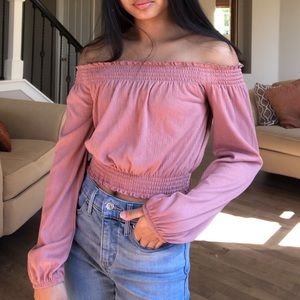 Cropped Dusty Pink Off the shoulder top